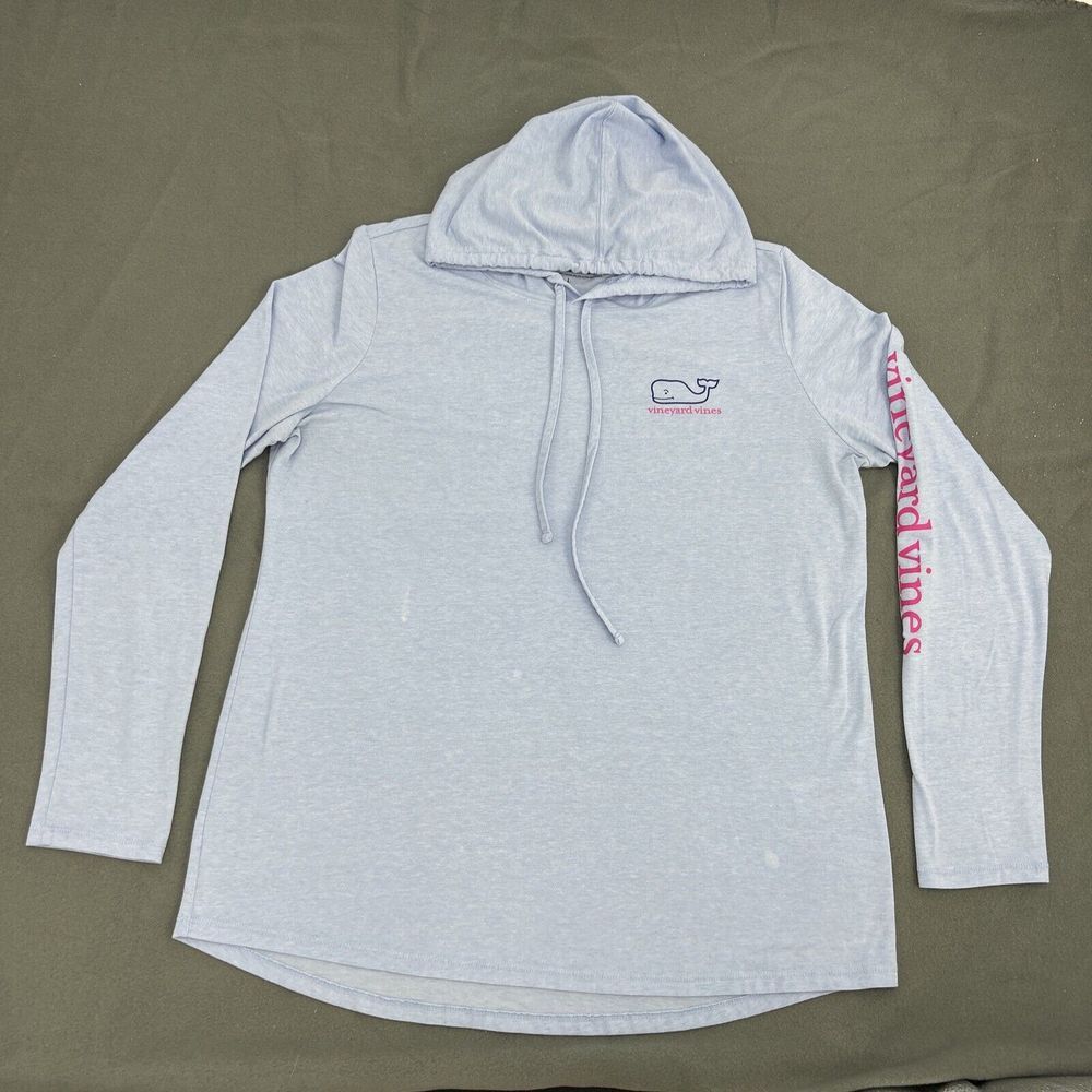 Vineyard Vines Shirt Men L Light Blue Edgartown T-Shirt Hooded Preppy Whale Logo